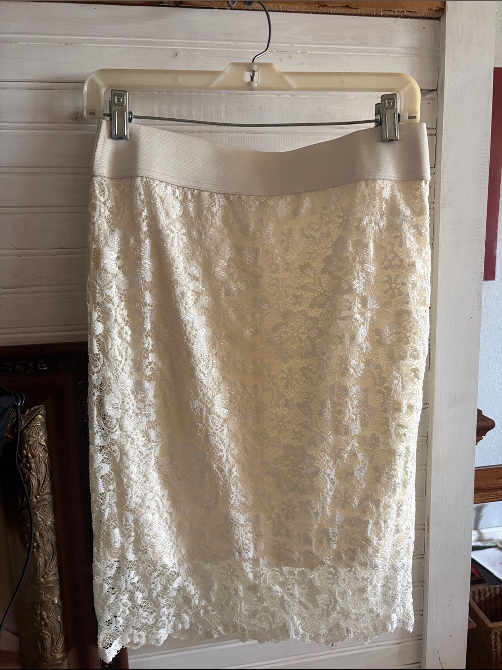 Maurices Ivory Lace Pencil Skirt